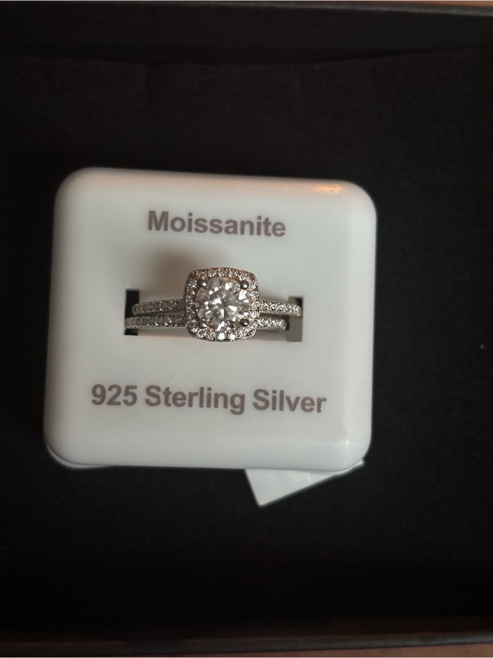 Sterling Silver Halo Engagement Ring - White